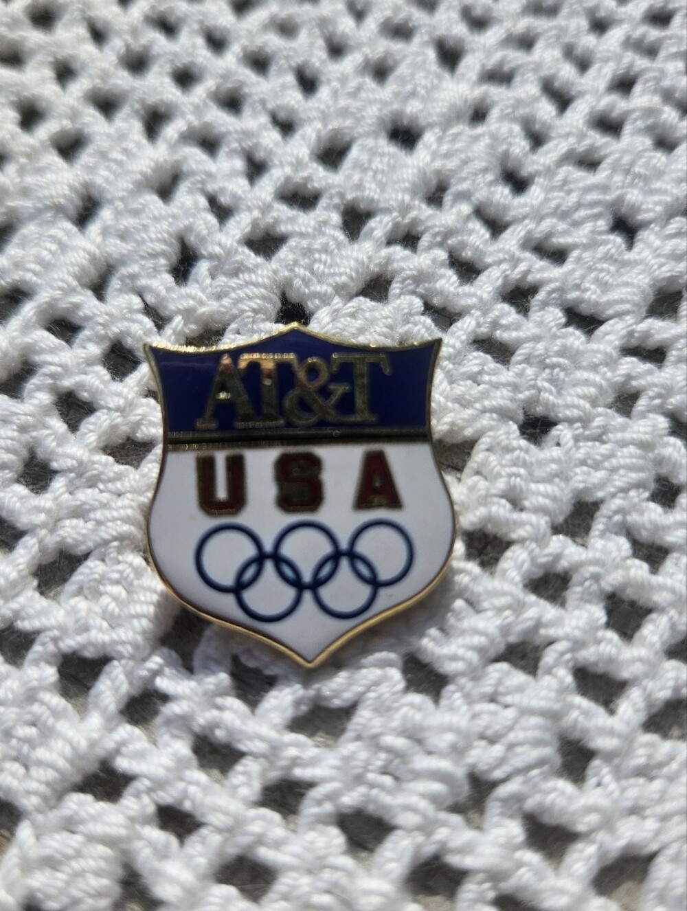 Vintage AT&T Team USA Olympic sponsor Shield Lapel Pin
